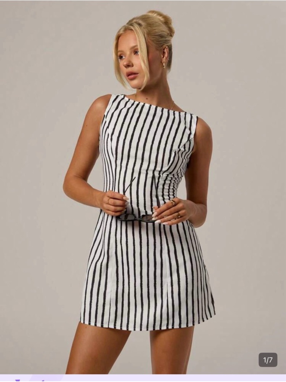 NWT Forever 21 Black & White Vertical Stripe Sleeveless Mini Dress
